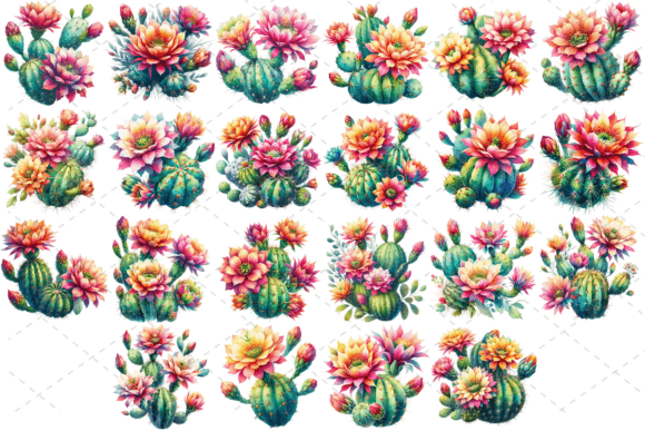 Download Cactus Bloom Watercolor Clipart Bundle - Bundle Collection