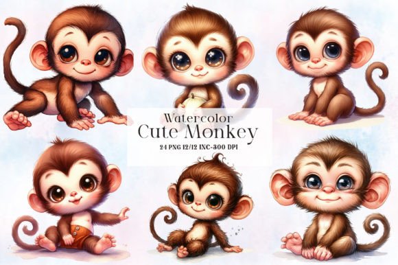 Download Cute Monkey Clipart Bundle - Bundle Collection