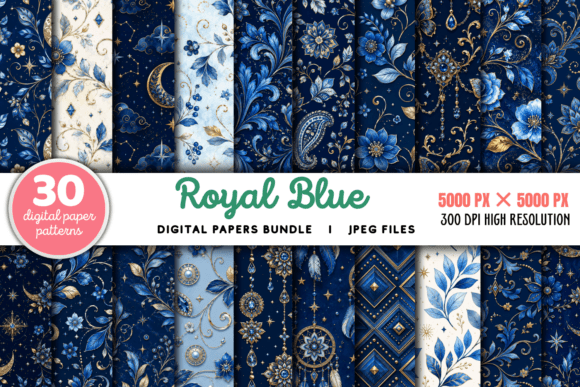 Download Royal Blue Digital Paper Bundle - Bundle Collection