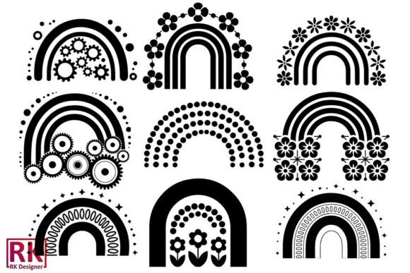 Download Black and White Boho Rainbows SVG Bundle - Bundle Collection