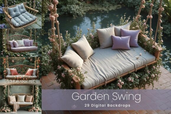 Download 29 Garden Swing Digital Backdrops - Digital backdrops Collection