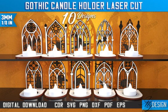 Download Gothic Candle Holders Laser Cut Bundle - Bundle Collection