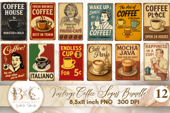 Download Vintage Coffee Signs Bundle PNG - Bundle Collection