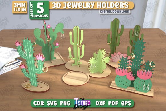Download Jewelry Display Laser Cut Bundle |Cactus - Bundle Collection