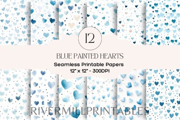 Download 12 Blue Hearts Digital Papers - Blue hearts Collection