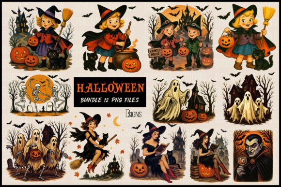 Download Vintage Halloween Clipart Png Bundle - Bundle Collection