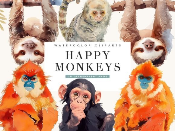 Download Happy Monkeys Clipart Bundle - Bundle Collection