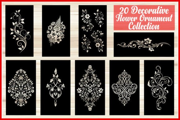 Download 20 Decorative Floral Ornament Bundle - Bundle Collection