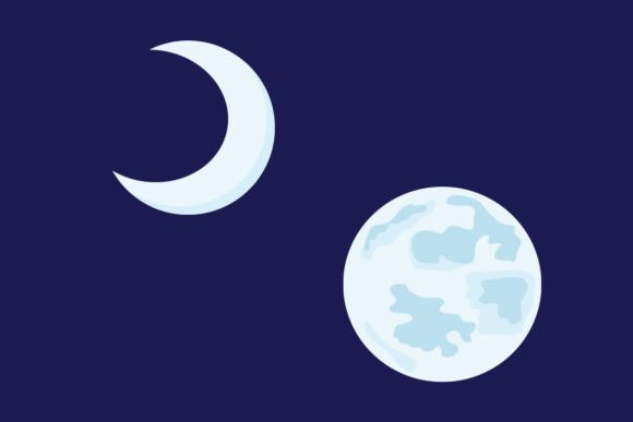 Download Full Moon and Half Moon Vector Flat Art - Half moon Collection