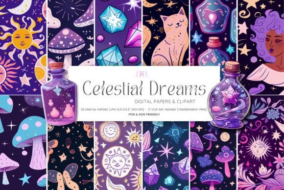 Download Celestial ClipArt &amp; Digital Paper Bundle - Bundle Collection