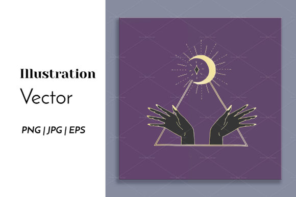 Download Mystic Golden Half Moon &amp; Hands Print - Half moon Collection