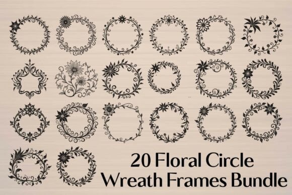 Download Floral Circle Wreath Frames Bundle - Bundle Collection