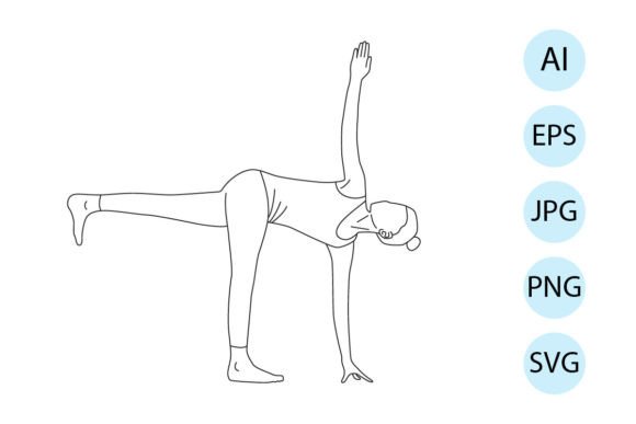 Download Line Art of Yoga Revolved Half Moon Pose - Half moon Collection