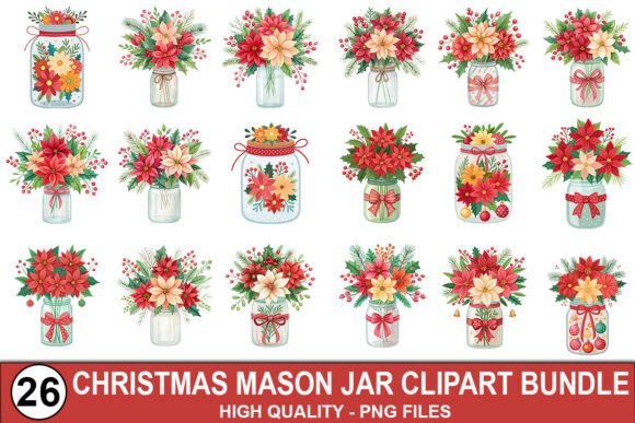 Download Christmas Flowers in Jar Clipart Bundle - Bundle Collection