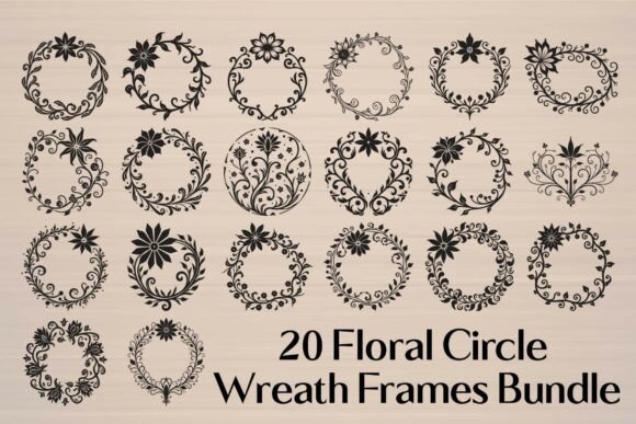Download Floral Circle Wreath Frames Bundle - Bundle Collection