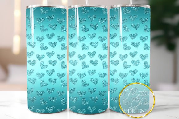 Download Blue Hearts Glitter Tumbler Wrap Design - Blue hearts Collection