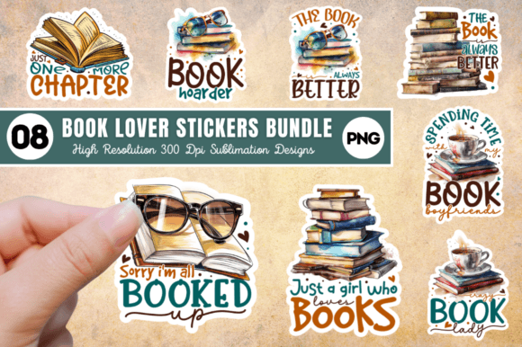 Download Book Lover Printable Stickers Bundle - Bundle Collection