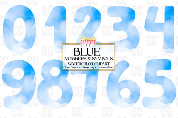Download Blue Watercolor Numbers &amp; Symbols - Symbols Collection