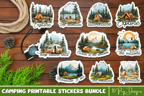 Download Camping Printable Stickers PNG Bundle - Bundle Collection