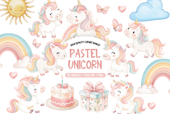 Download Pastel Unicorn Clipart Bundle Set - Bundle Collection
