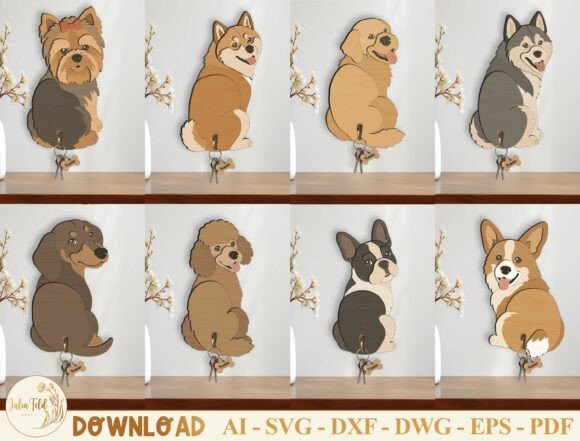 Download Dog Key Holder Laser Cut File SVG Bundle - Bundle Collection