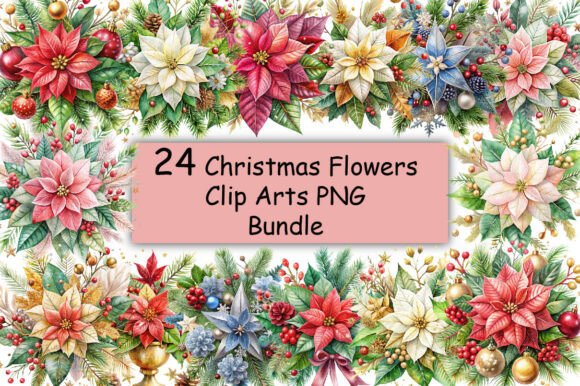 Download Christmas Flowers Clip Arts PNG Bundle - Bundle Collection