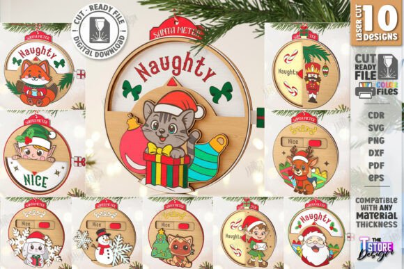 Download Santa Meter Ornaments Laser Cut Bundle - Bundle Collection