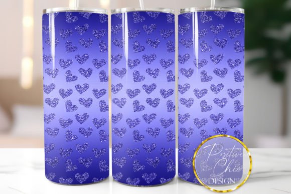 Download Dark Blue Hearts Glitter Tumbler Wrap - Blue hearts Collection
