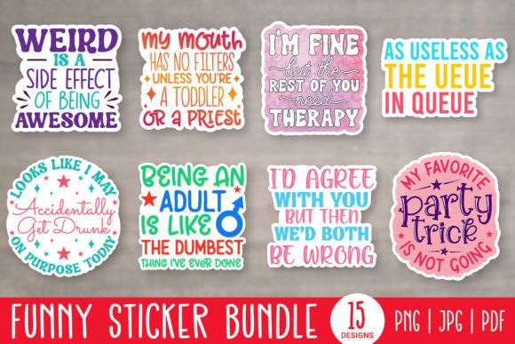 Download Funny Printable Stickers Bundle PNG - Bundle Collection