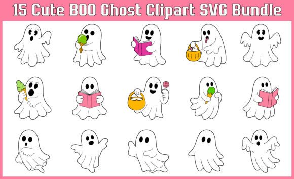 Download Cute Ghost Clipart SVG Bundle, Funny BOO - Bundle Collection