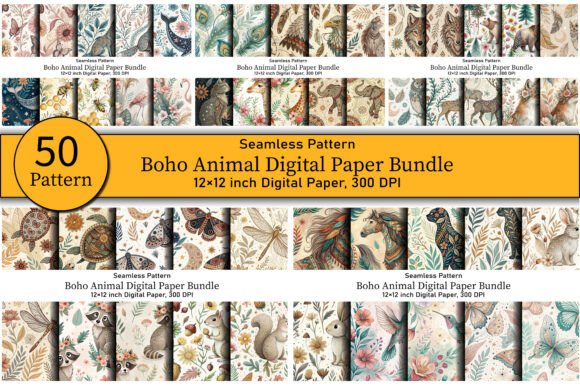 Download Boho Animal Digital Paper Bundle - Bundle Collection