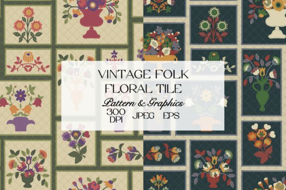 Download Vintage Folk Floral Tile Pattern Bundle - Bundle Collection